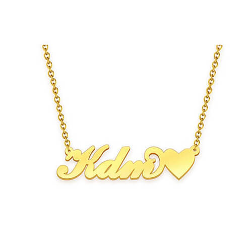 sterling silver custom jewelry exporters wholesale 14k gold plated name pendant with heart necklace bulk suppliers